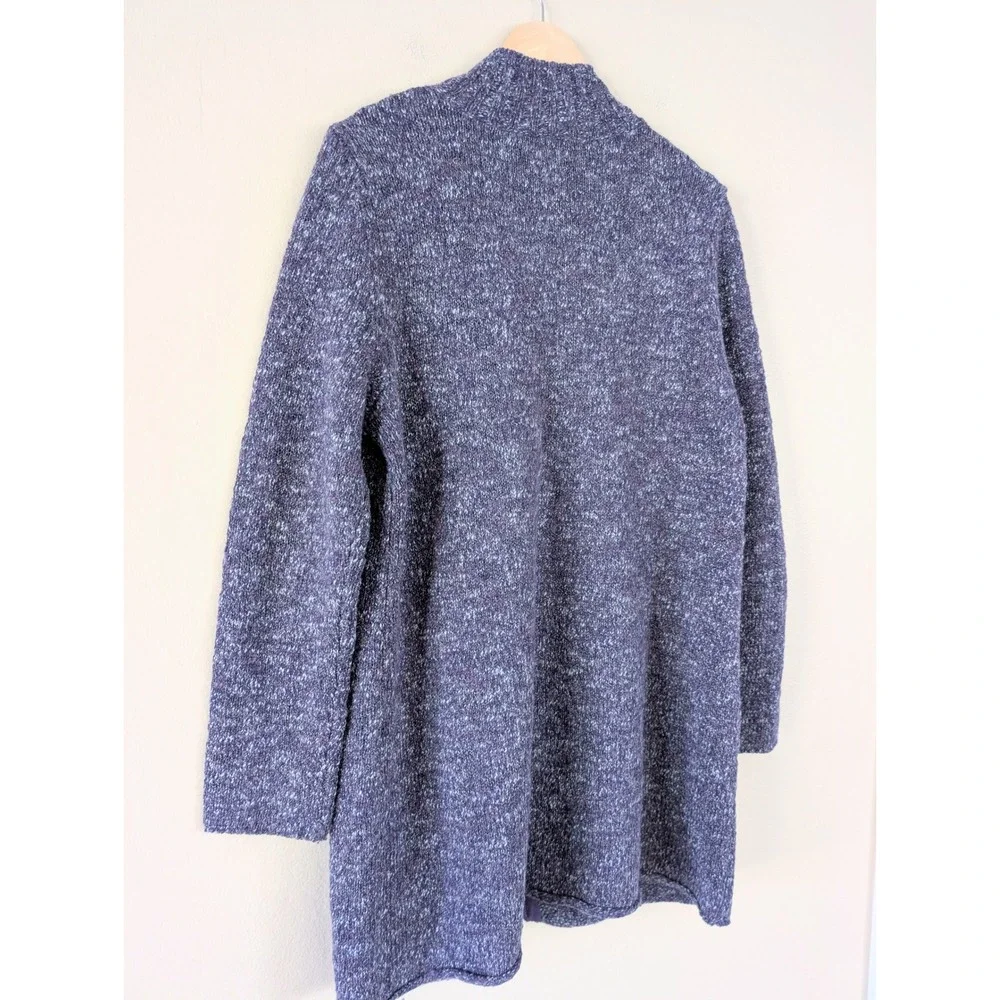 J.Jill Wool Alpaca Blend Full Zip Long Cardigan Purple Marled L‎ Lagenlook Boho